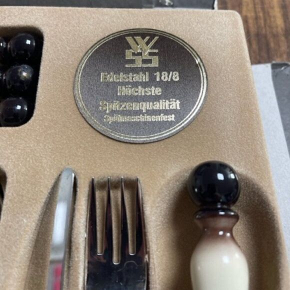 Edelstahl 18/8 Hochste Spitzenqualitat Stainless Flatware Pawn Cream Brown 23 pc - Picture 8 of 8